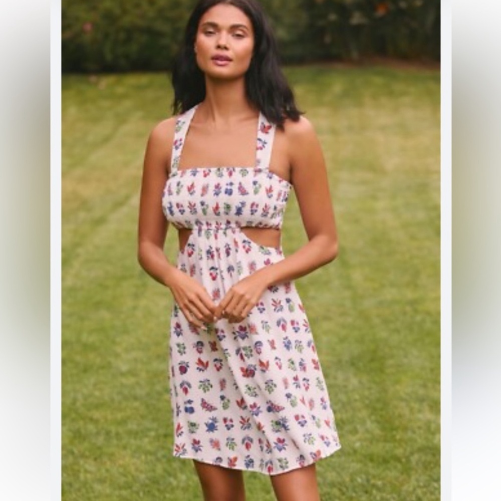 Anthropologie Floral cutout dress
